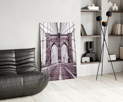 Purple Bridge Walkway View Glass Wall Art