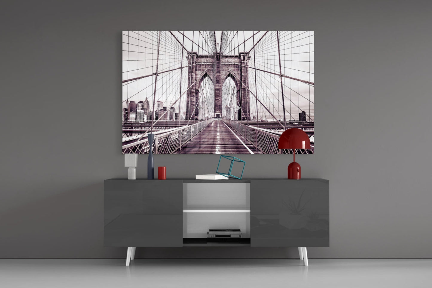 Vintage Bridge Walkway Symmetry Glass Wall Art