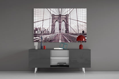 Vintage Bridge Walkway Symmetry Glass Wall Art