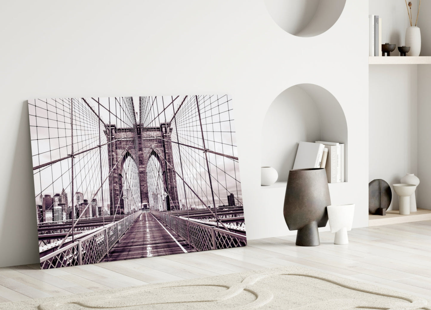 Vintage Bridge Walkway Symmetry Glass Wall Art