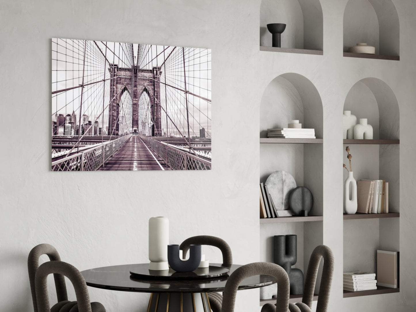 Vintage Bridge Walkway Symmetry Glass Wall Art