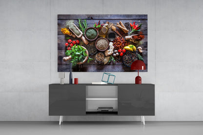 Rustic Wood Herbs And Spices Mortar Glass Wall Art