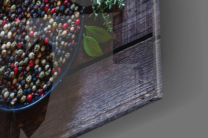 Rustic Wood Herbs And Spices Mortar Glass Wall Art