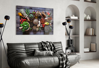 Rustic Wood Herbs And Spices Mortar Glass Wall Art