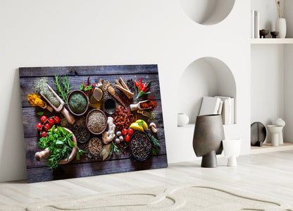 Rustic Wood Herbs And Spices Mortar Glass Wall Art