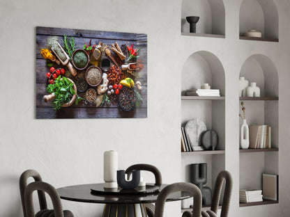 Rustic Wood Herbs And Spices Mortar Glass Wall Art