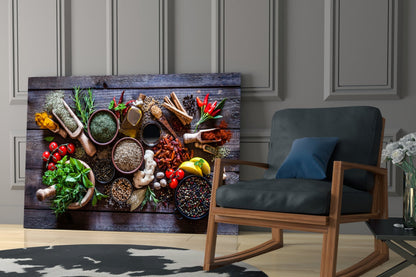Rustic Wood Herbs And Spices Mortar Glass Wall Art