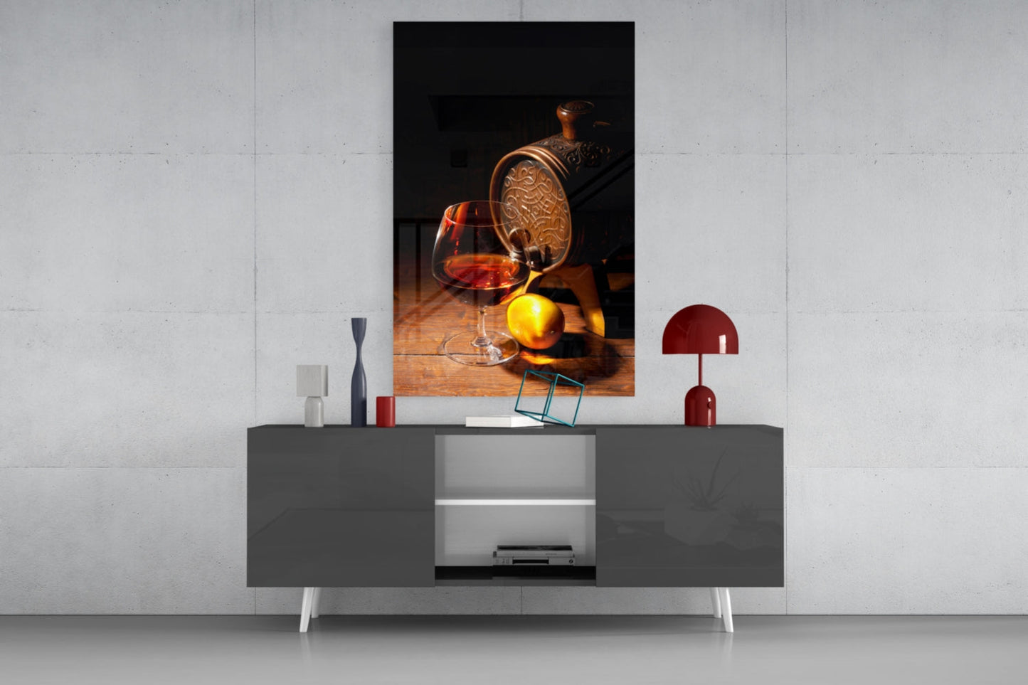 Brandy Snifter With Oak Barrel and Lemon Glass Wall Art