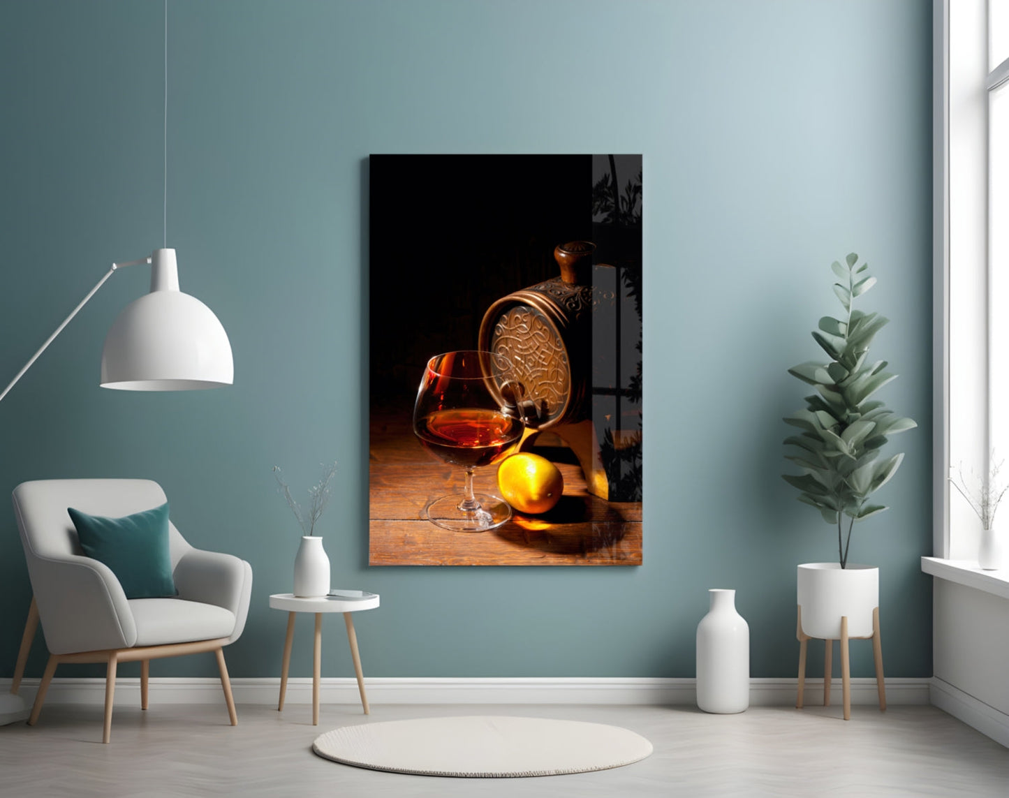 Brandy Snifter With Oak Barrel and Lemon Glass Wall Art