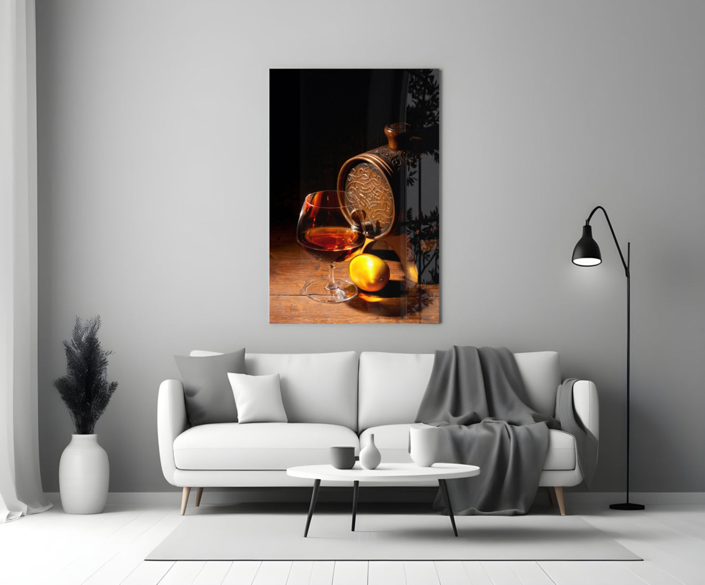 Brandy Snifter With Oak Barrel and Lemon Glass Wall Art