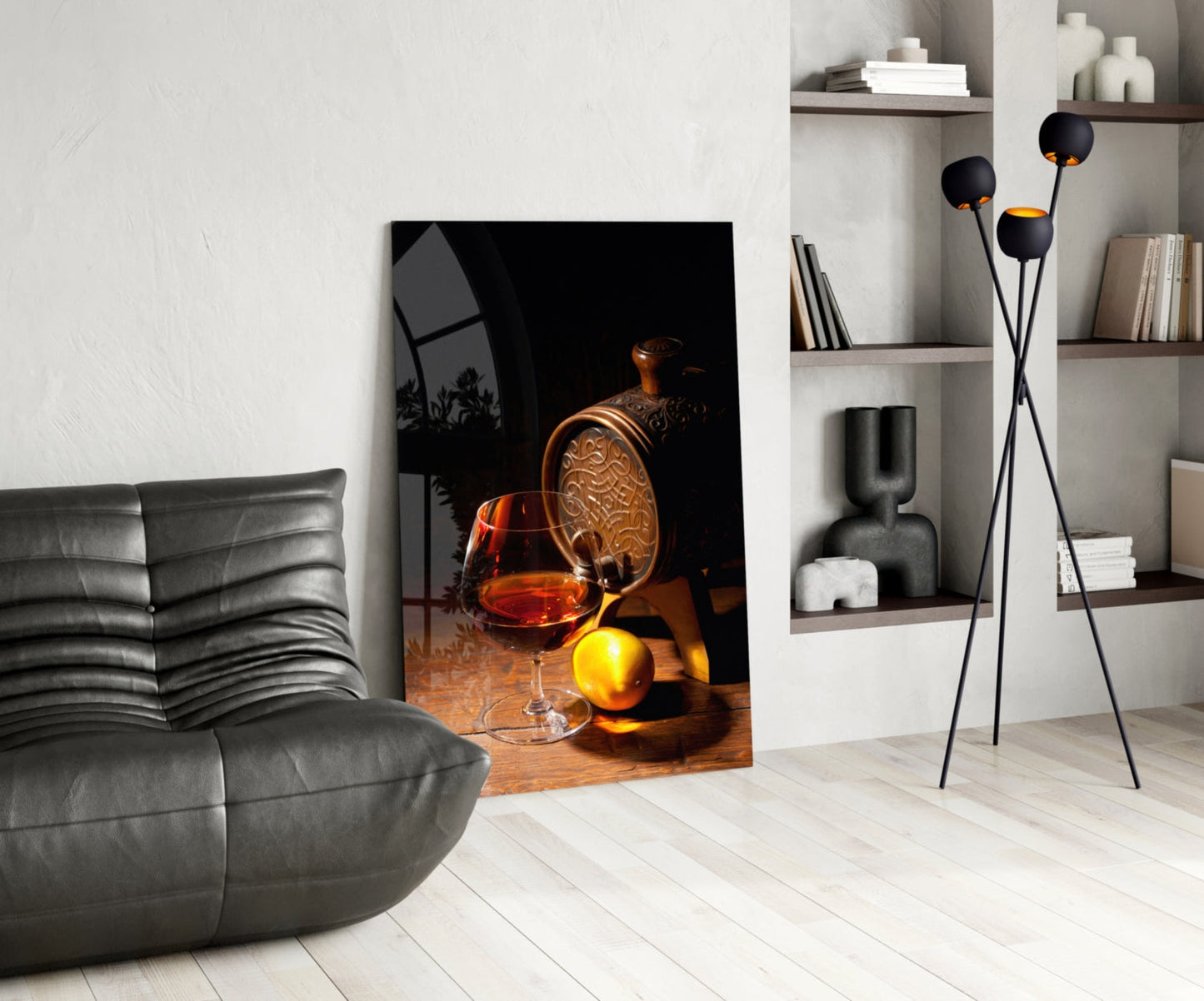 Brandy Snifter With Oak Barrel and Lemon Glass Wall Art