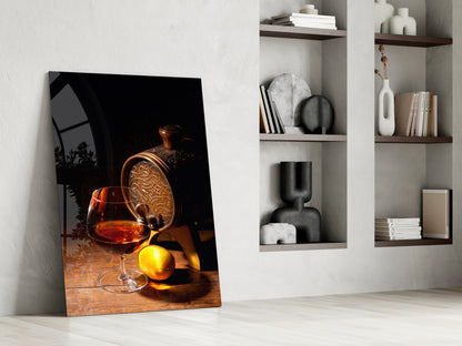 Brandy Snifter With Oak Barrel and Lemon Glass Wall Art