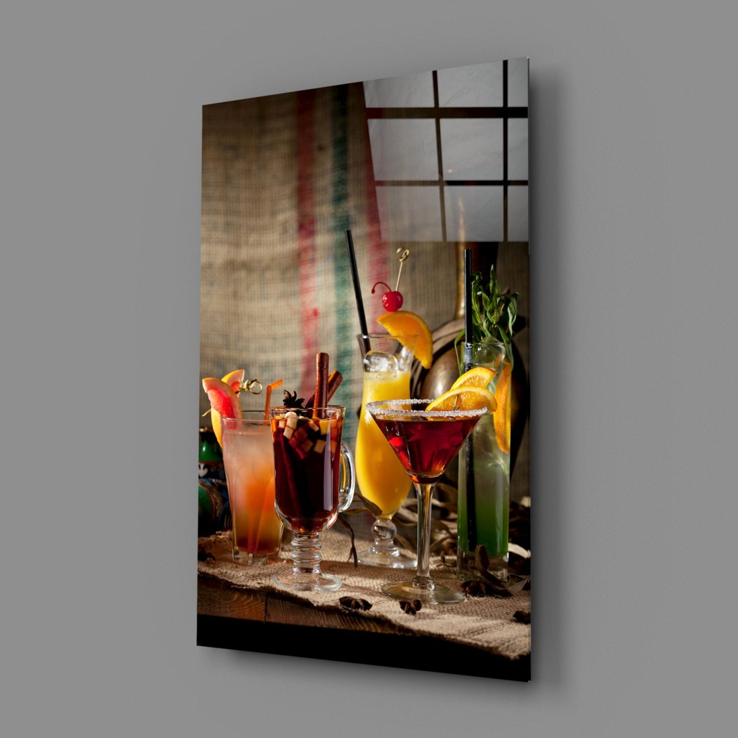 Rustic Spiced Winter Cocktails Glass Wall Art