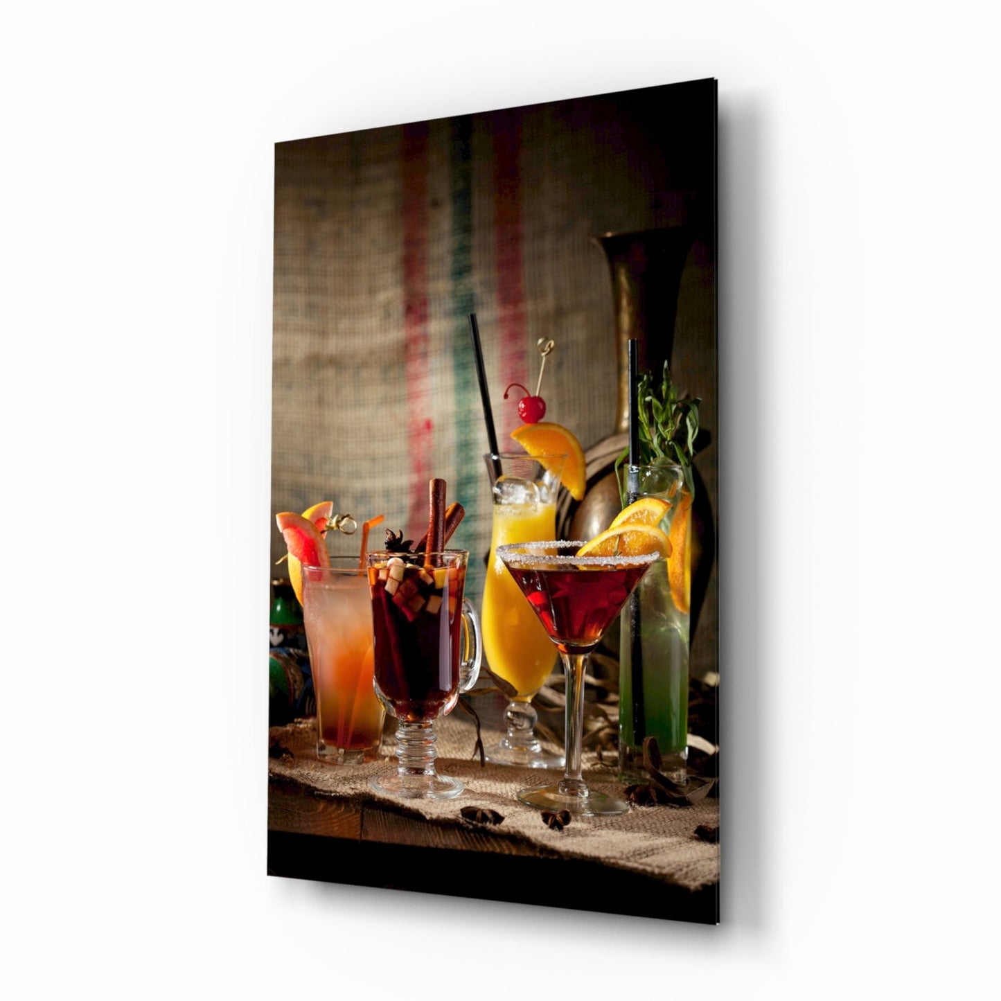 Rustic Spiced Winter Cocktails Glass Wall Art