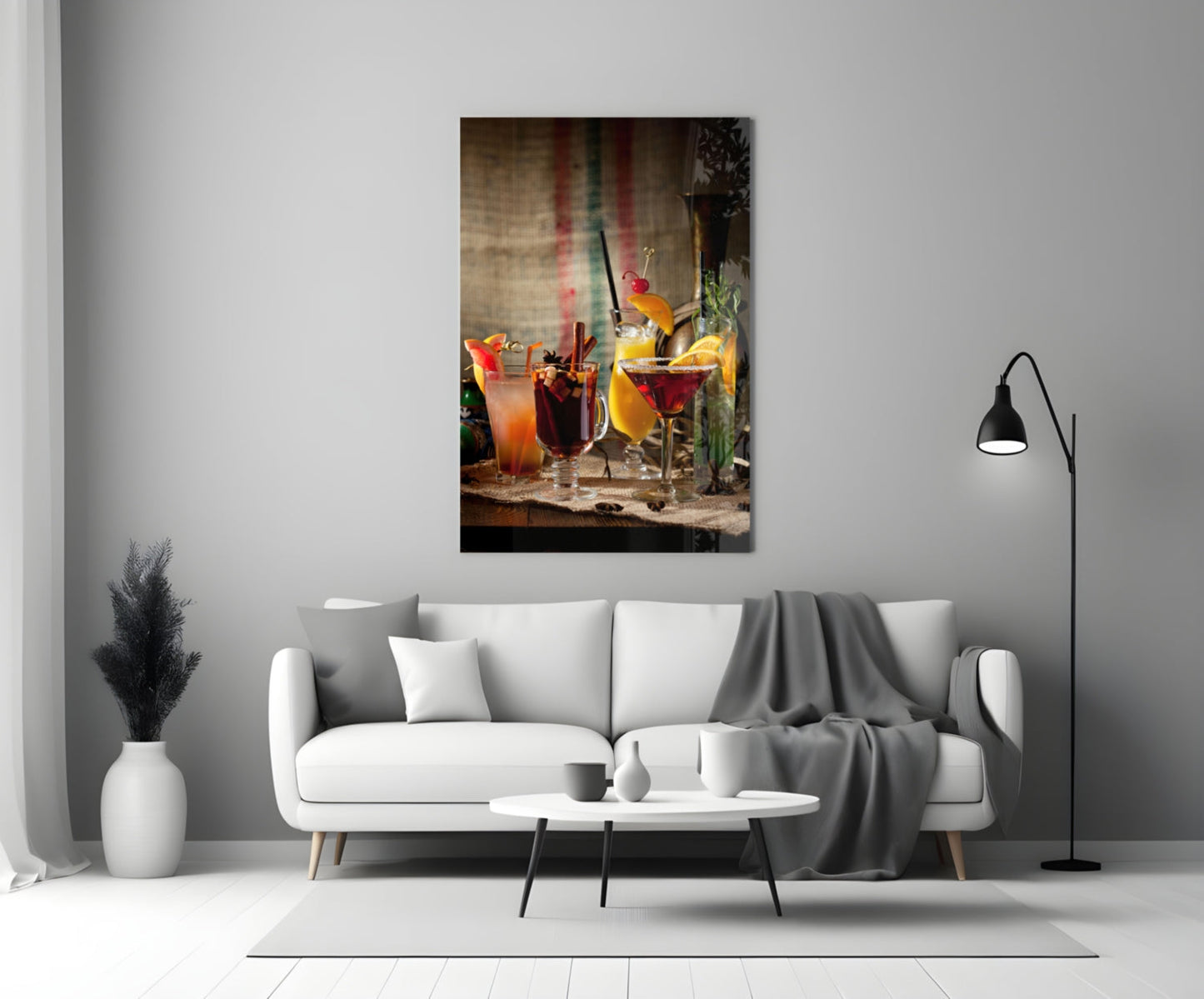 Rustic Spiced Winter Cocktails Glass Wall Art