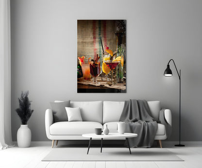 Rustic Spiced Winter Cocktails Glass Wall Art