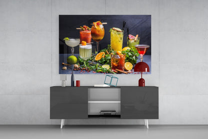 Citrus And Herb Bar Spread Cocktails Glass Wall Art