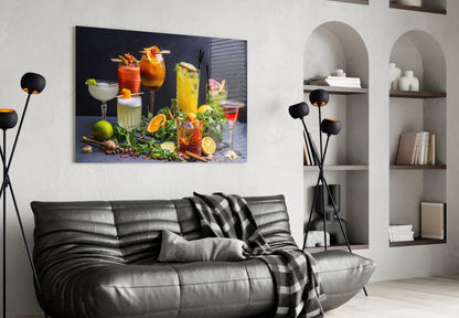 Citrus And Herb Bar Spread Cocktails Glass Wall Art