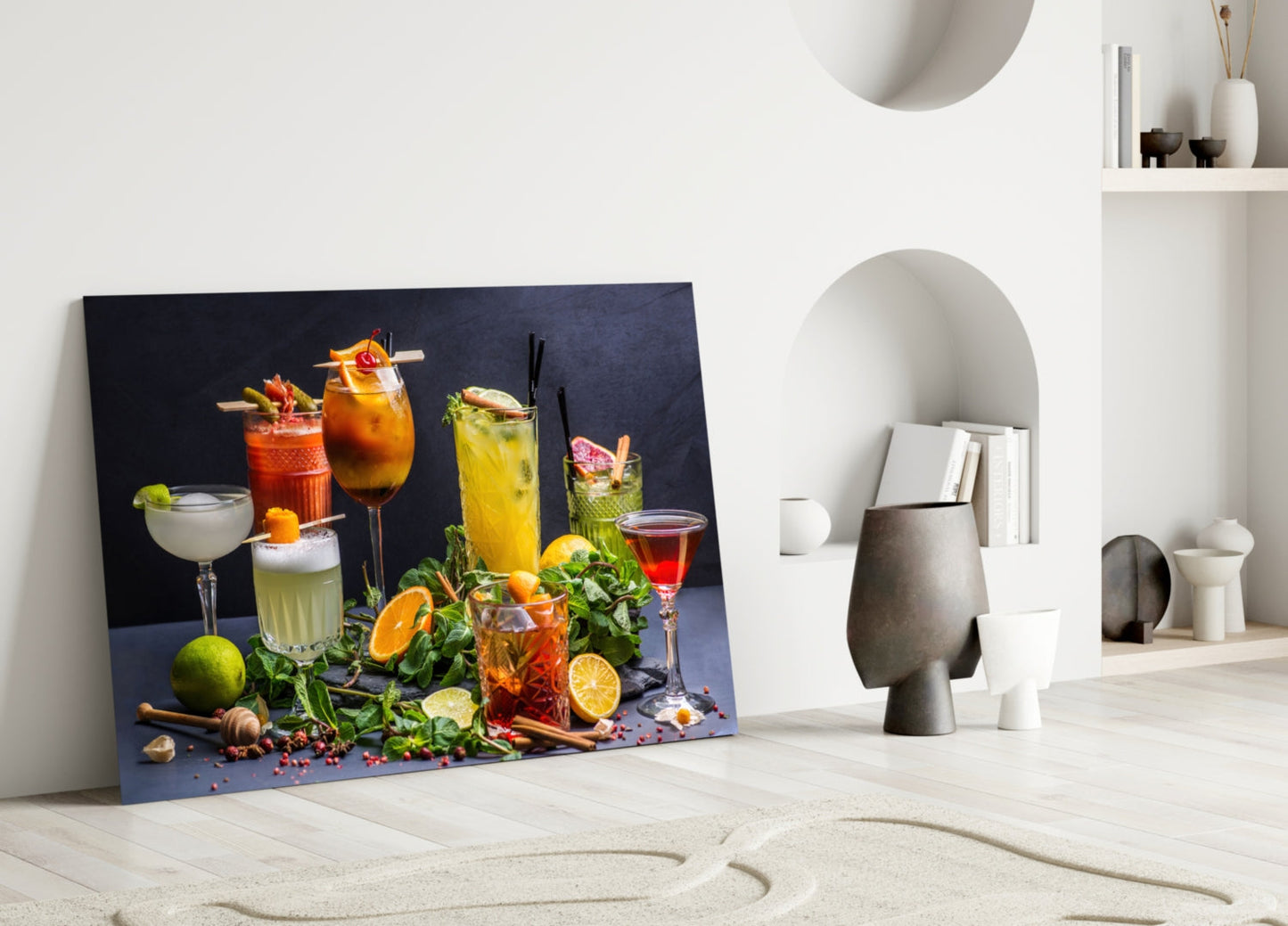 Citrus And Herb Bar Spread Cocktails Glass Wall Art