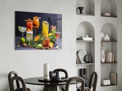 Citrus And Herb Bar Spread Cocktails Glass Wall Art