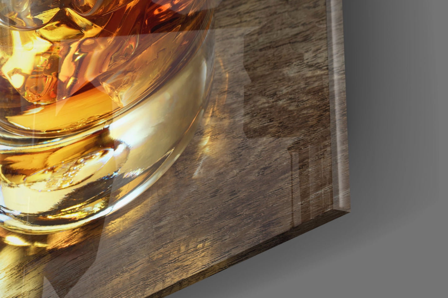 Amber Decanter And Two Whiskey Glasses Glass Wall Art