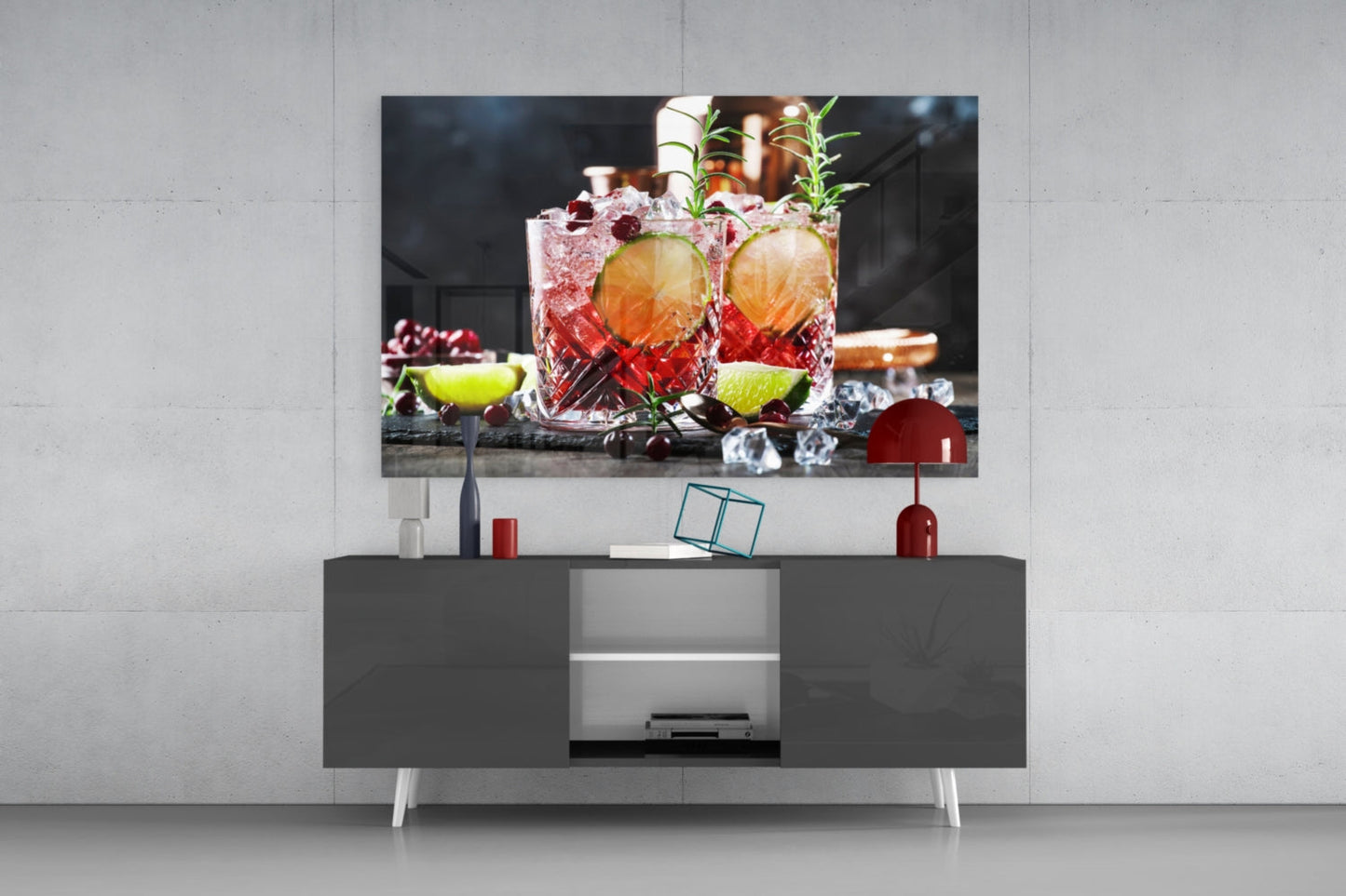 Cranberry Lime Rosemary Cocktails Glass Wall Art