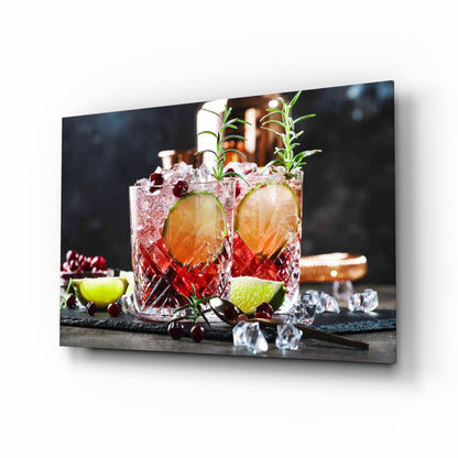 Cranberry Lime Rosemary Cocktails Glass Wall Art