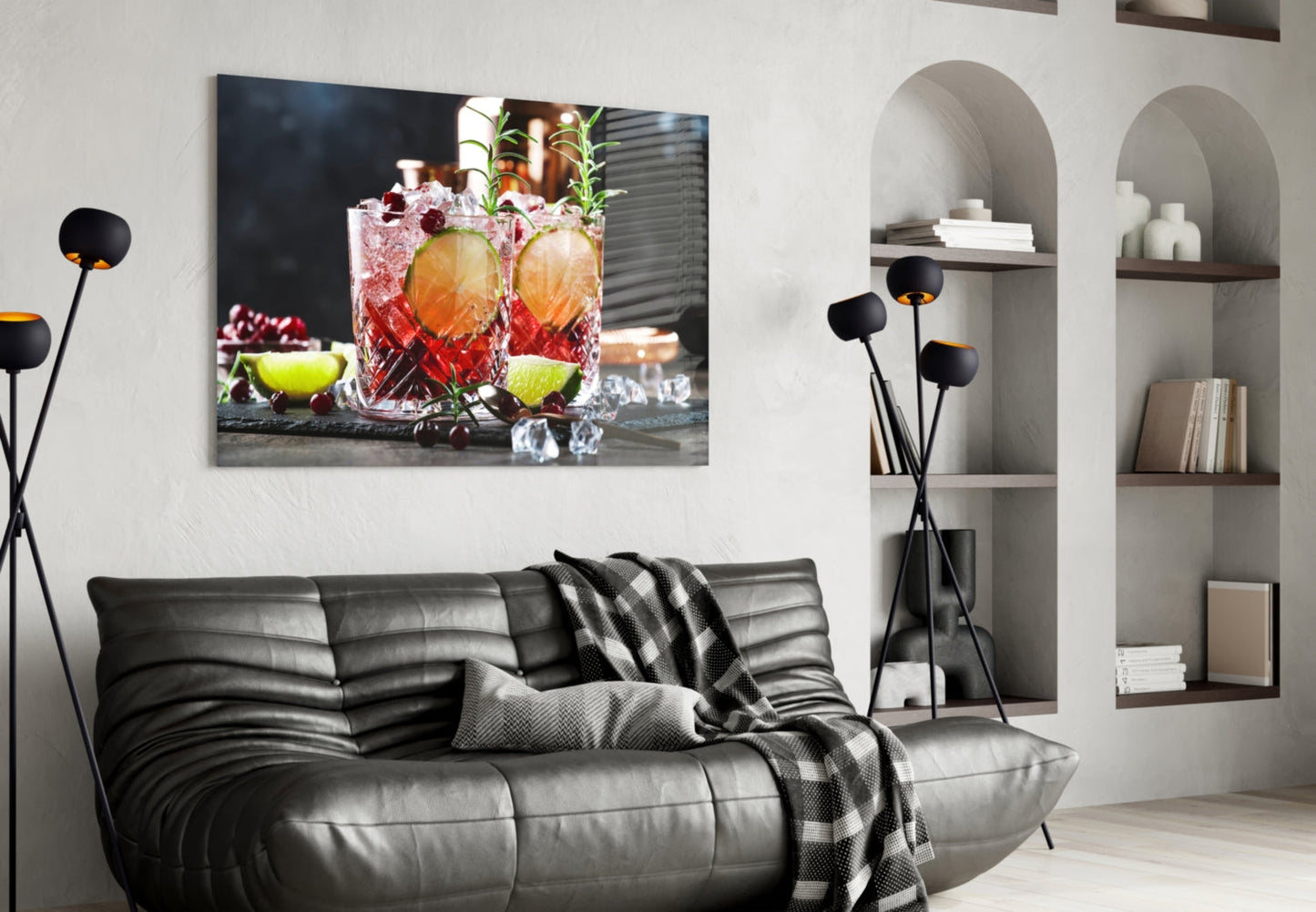 Cranberry Lime Rosemary Cocktails Glass Wall Art