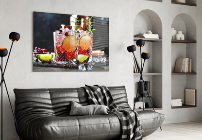 Cranberry Lime Rosemary Cocktails Glass Wall Art