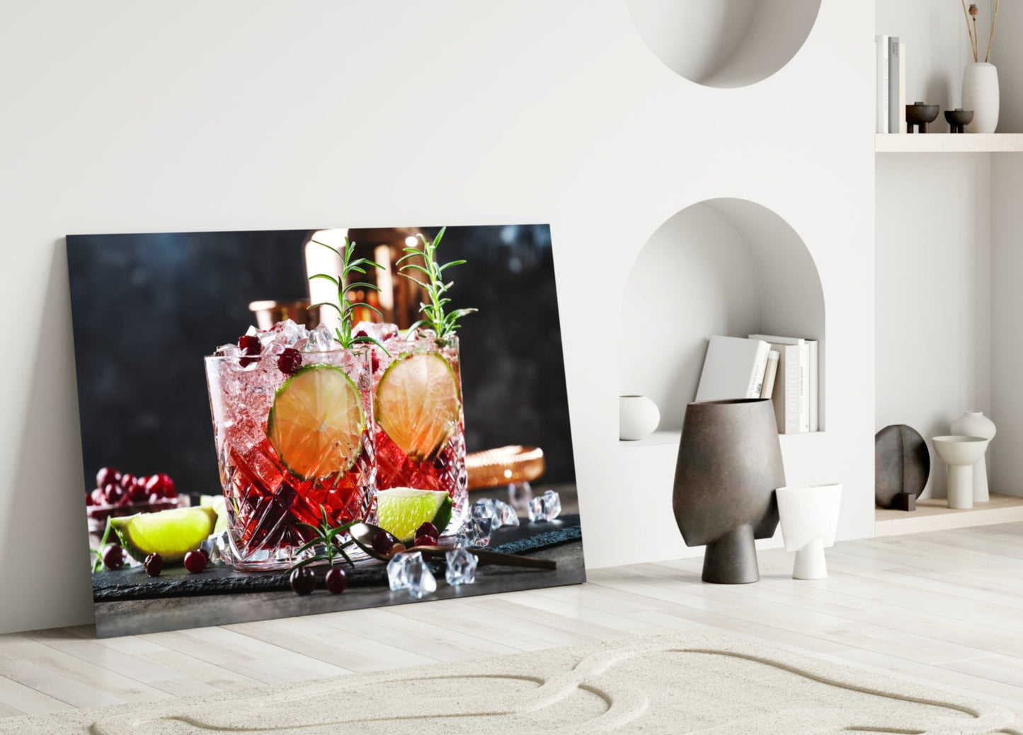 Cranberry Lime Rosemary Cocktails Glass Wall Art