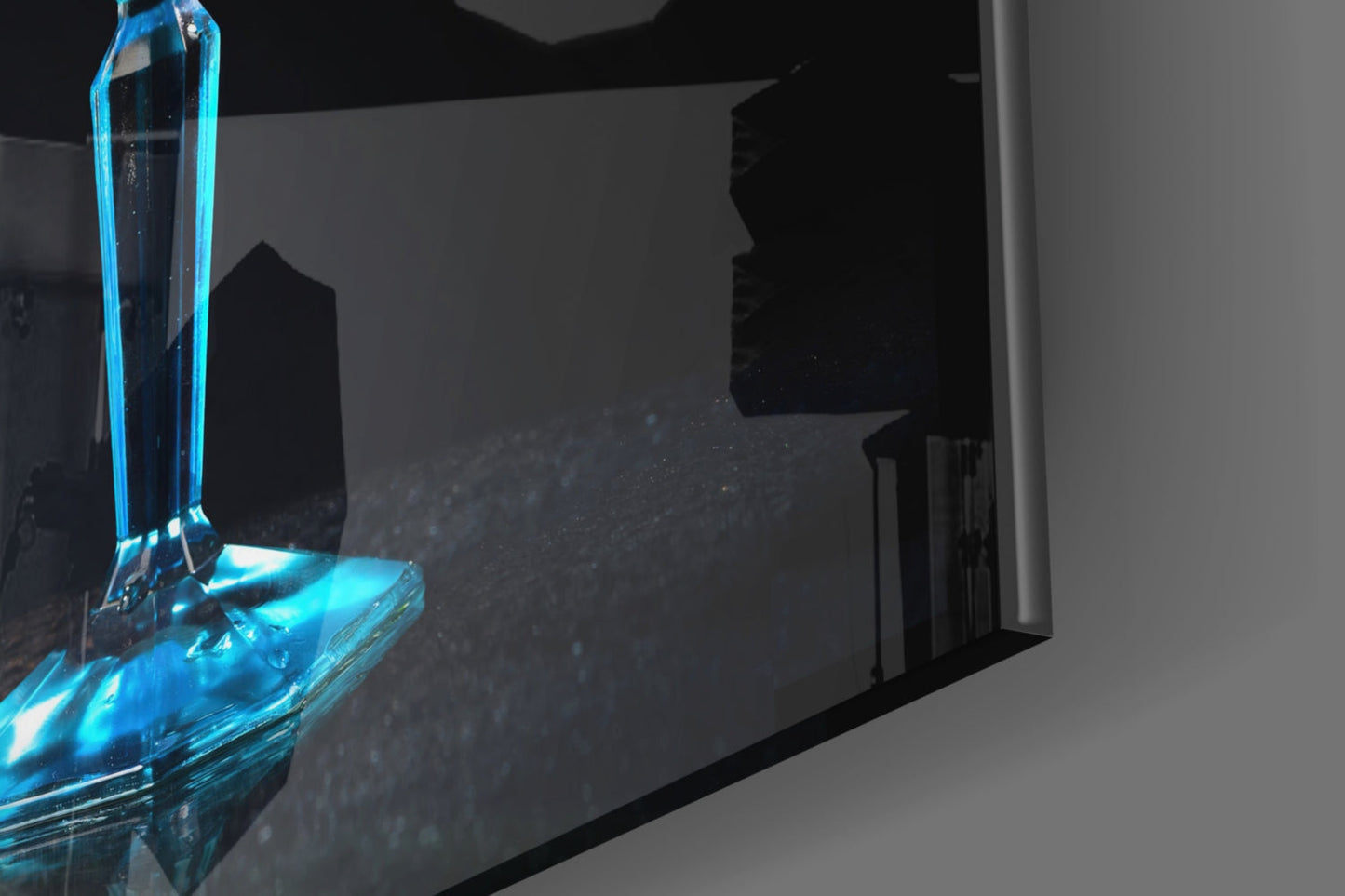 Neon Blue Shaker Lineup Cocktails Glass Wall Art