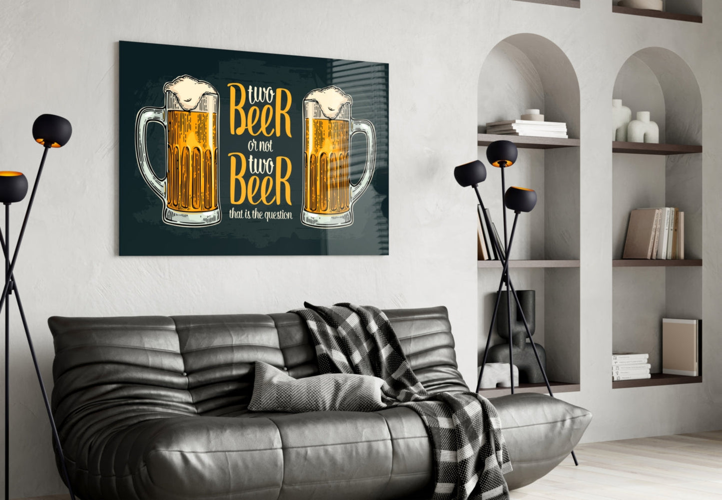 Two Beer Or Not Two Beer Pub Quote Glass Wall Art