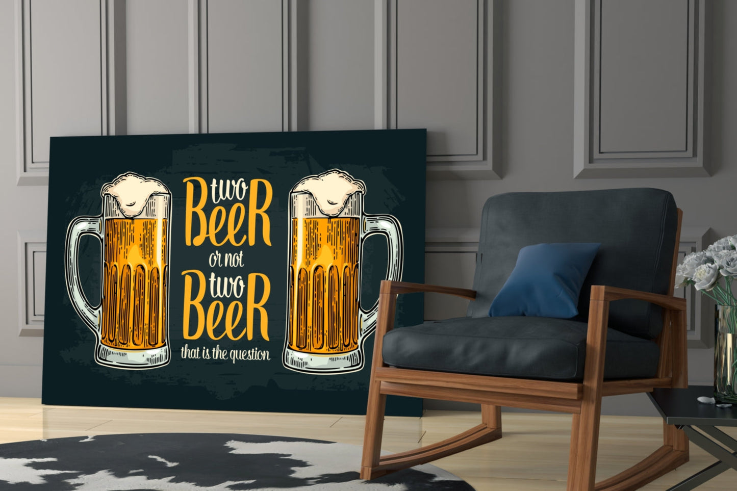 Two Beer Or Not Two Beer Pub Quote Glass Wall Art