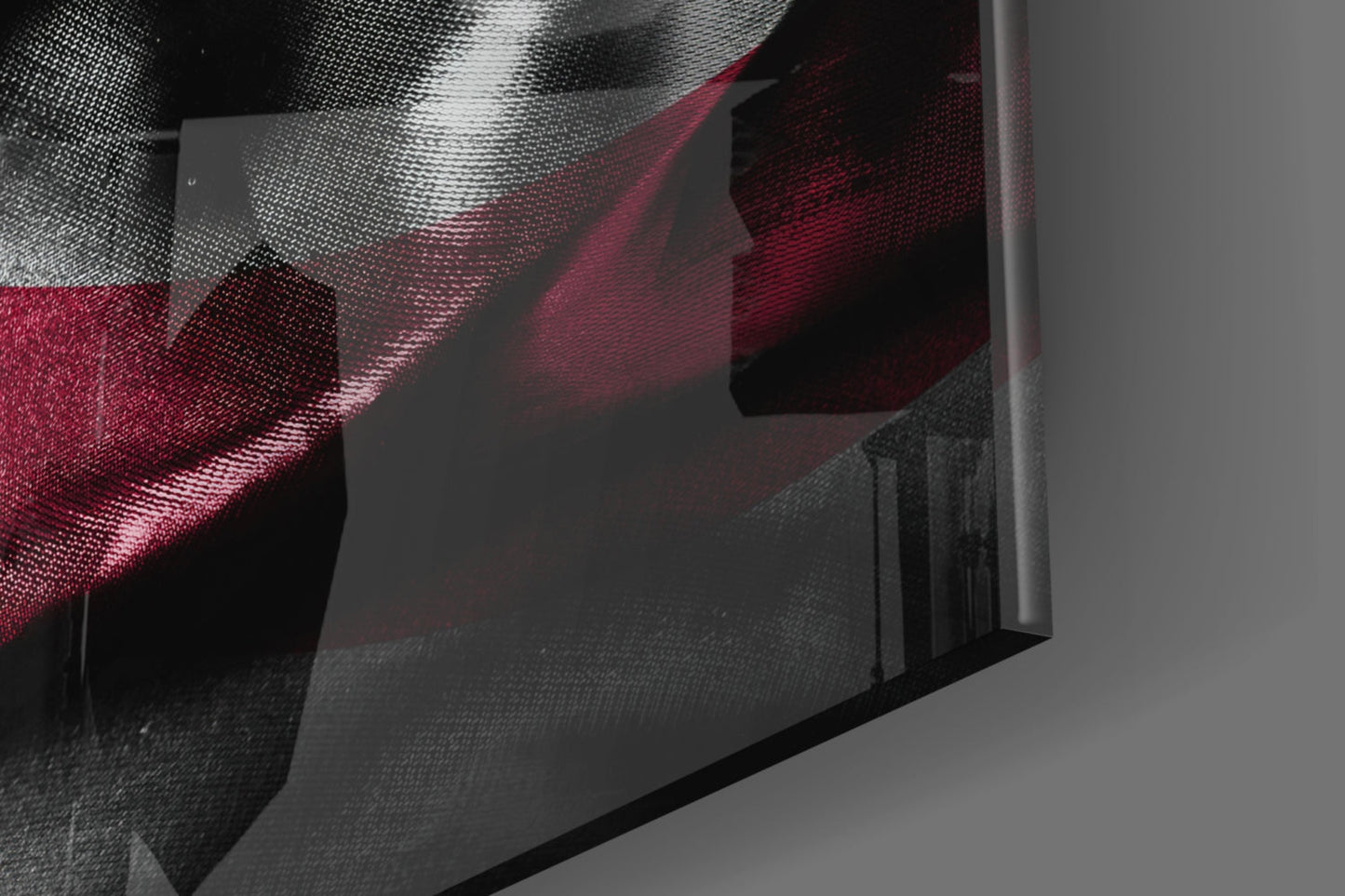 Waving American Flag in Dark Tones Glass Wall Art