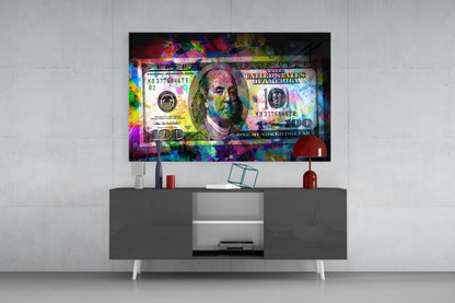 100 Dollars Glass Wall Art