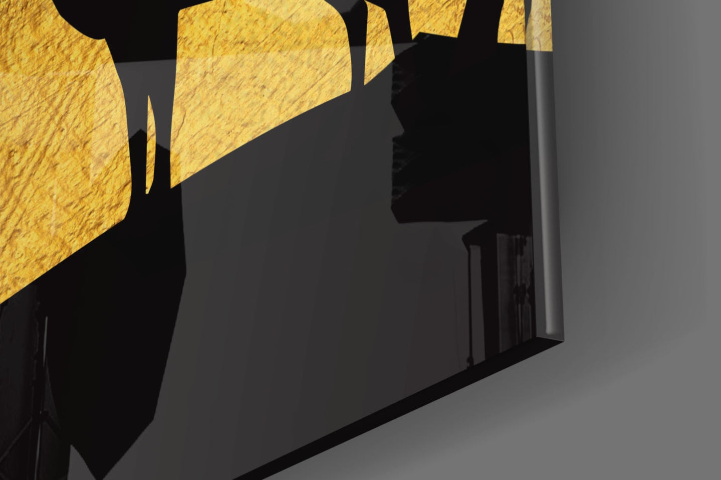 Stag Silhouettes Gold Moon Ridge Glass Wall Art
