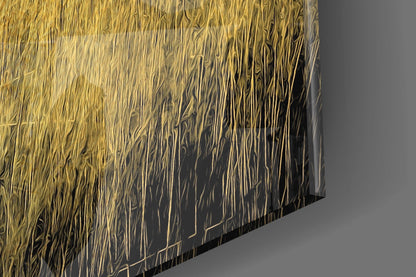 Golden Savanna Crescent Moon Zebras Glass Wall Art