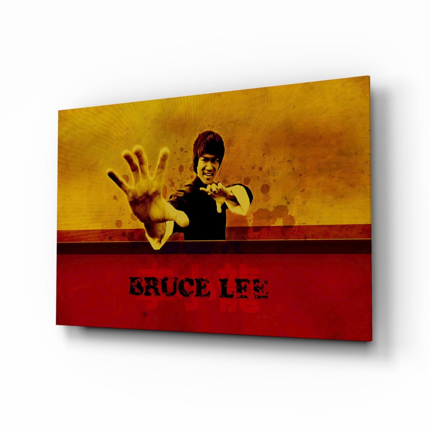 Red Banner Open Palm Martial Artist Glass Wall Art