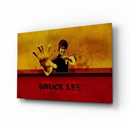 Red Banner Open Palm Martial Artist Glass Wall Art