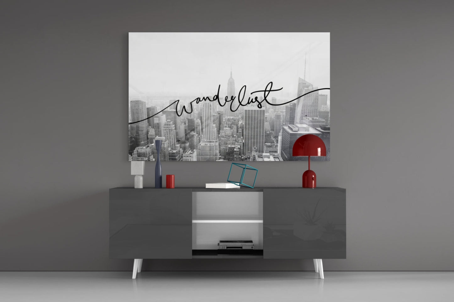 Black And White Skyline Wanderlust Glass Wall Art