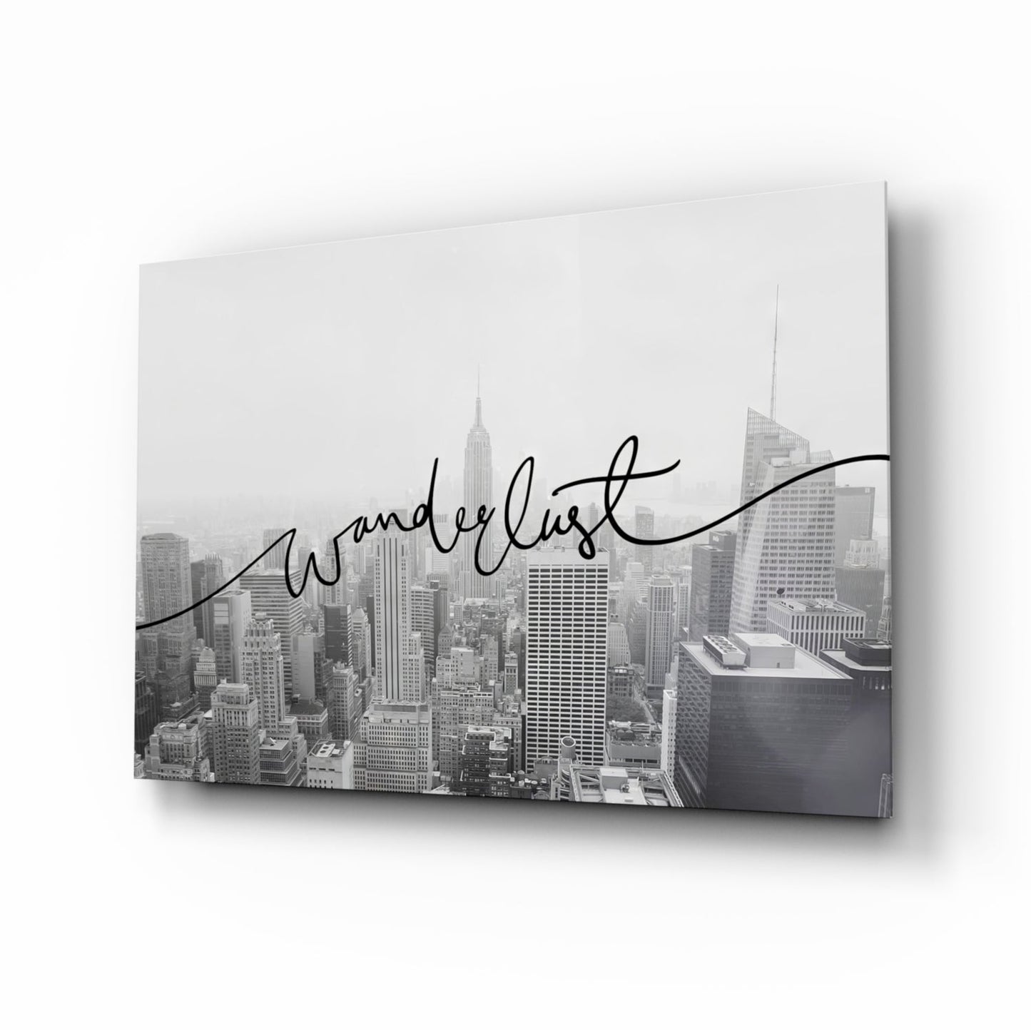 Black And White Skyline Wanderlust Glass Wall Art