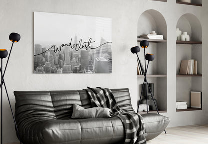 Black And White Skyline Wanderlust Glass Wall Art