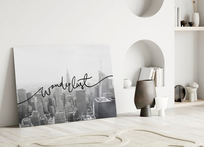 Black And White Skyline Wanderlust Glass Wall Art