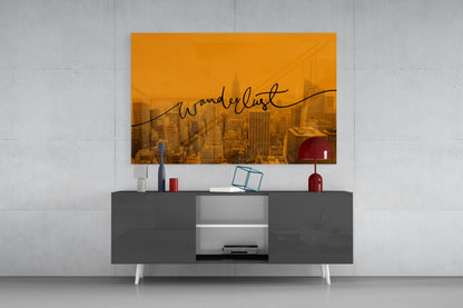Amber Sunset Skyline Wanderlust Glass Wall Art