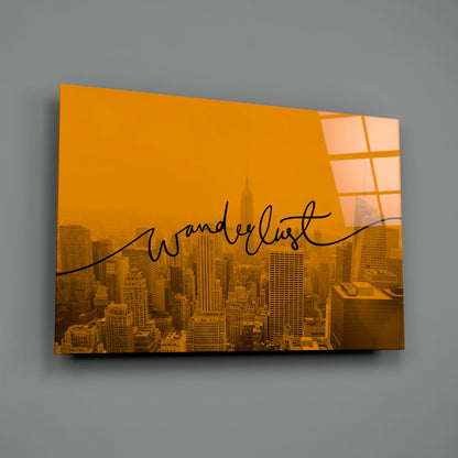 Amber Sunset Skyline Wanderlust Glass Wall Art