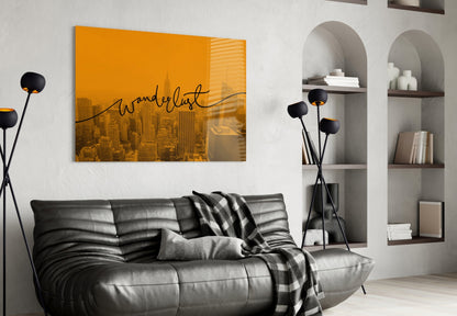 Amber Sunset Skyline Wanderlust Glass Wall Art