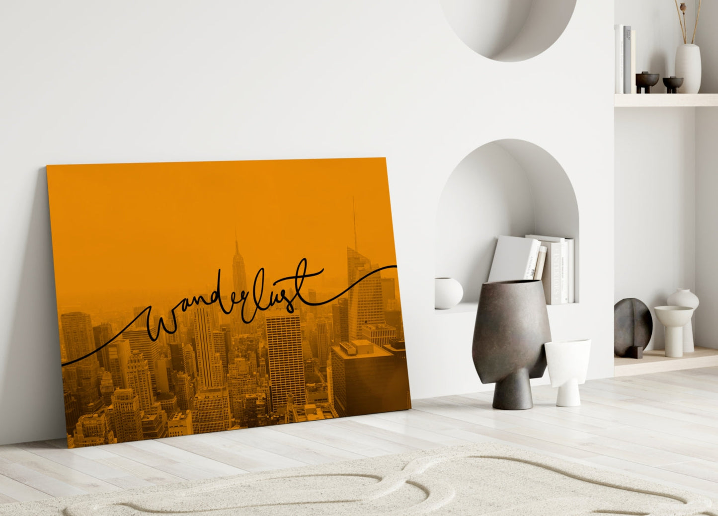 Amber Sunset Skyline Wanderlust Glass Wall Art