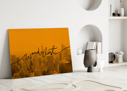 Amber Sunset Skyline Wanderlust Glass Wall Art