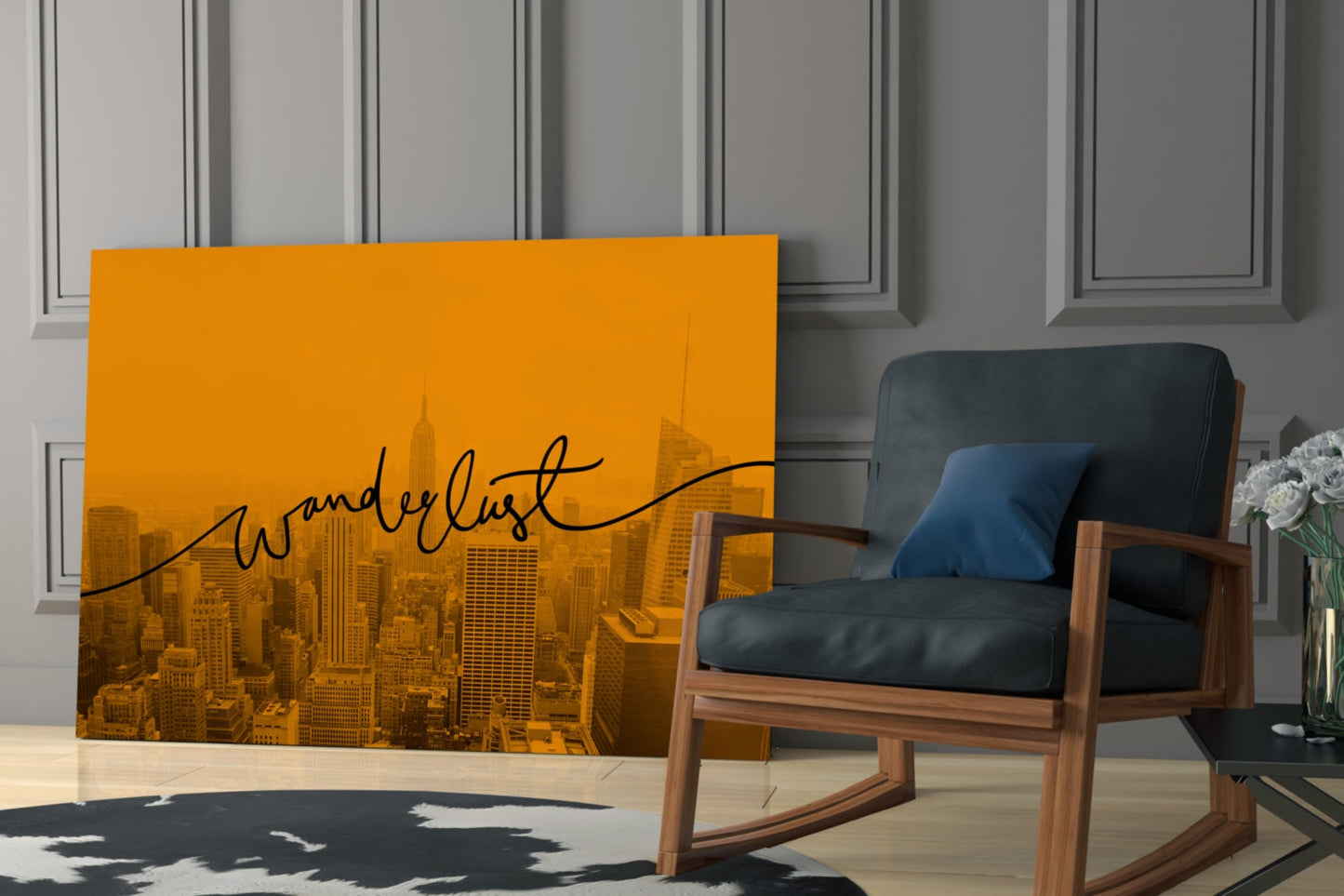 Amber Sunset Skyline Wanderlust Glass Wall Art