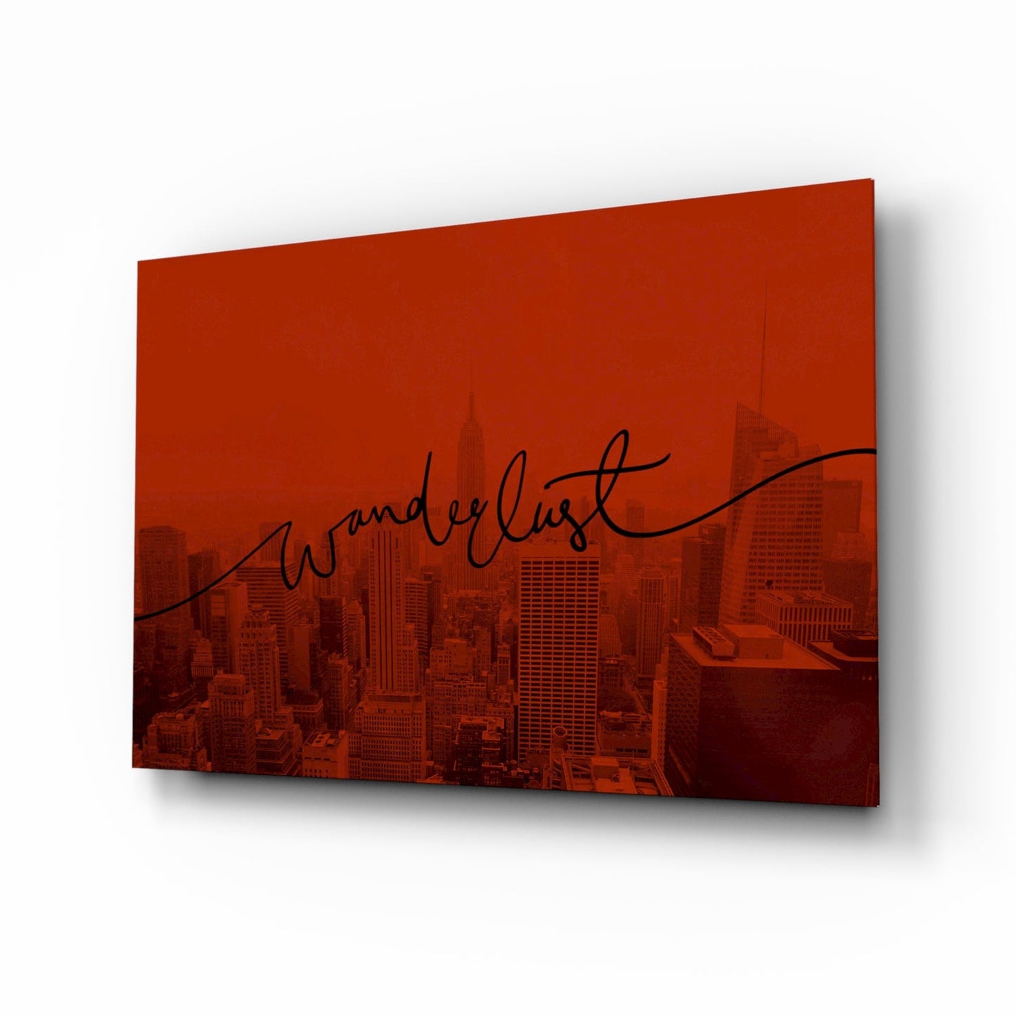 Deep Red City Haze Wanderlust Glass Wall Art